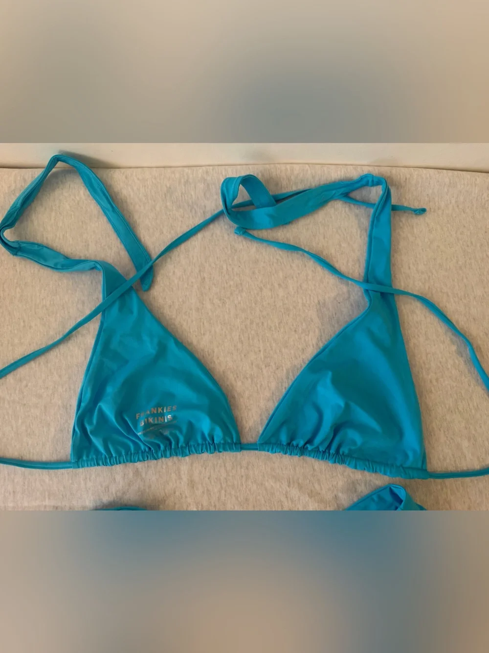 Frankie's Bikinis Teal Triangle Tie Bikini Set